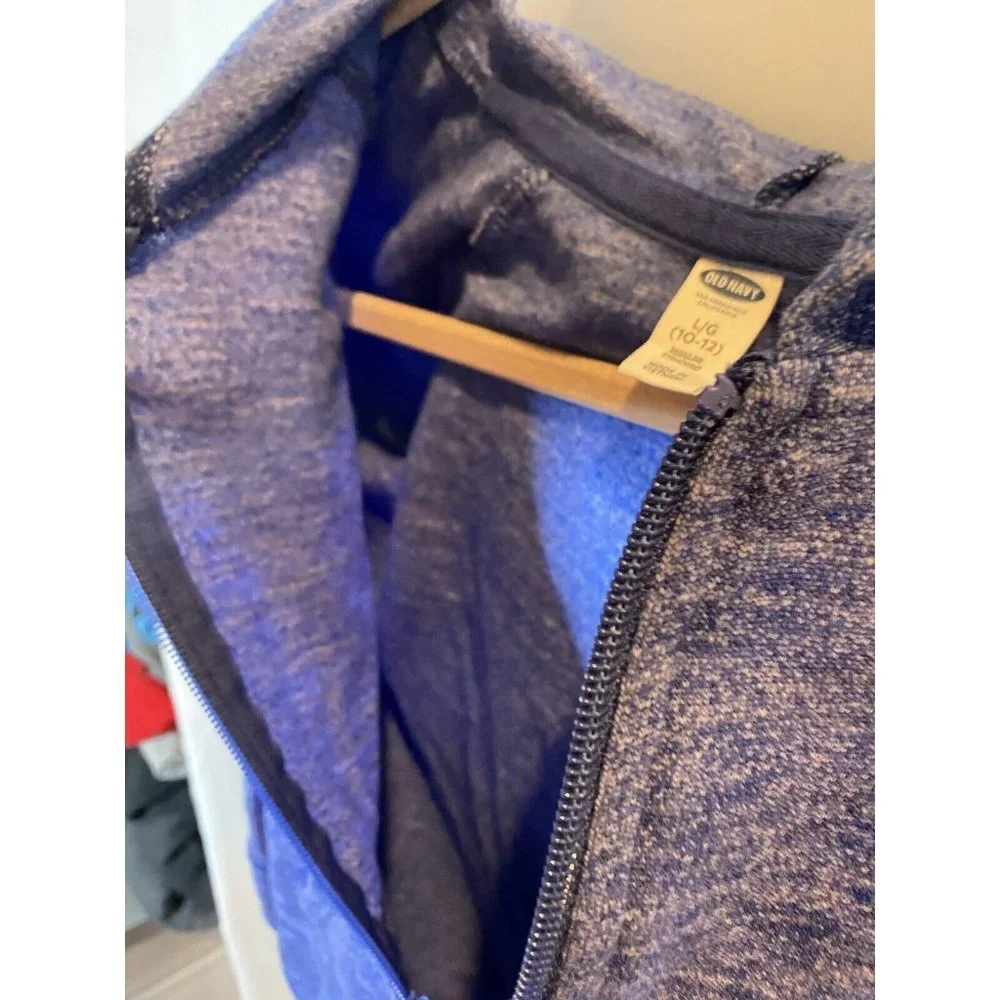 OLD NAVY Sweater Boys Large 10-12 Blue Hooded Zip Up Sweatshirt Sweatshirt Kids.